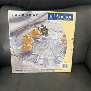 Vintage Anchor Hocking Savannah Egg Plate-Deviled Egg Tray/Platter  Original Box